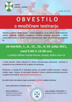 Množično testiranje – JULIJ
